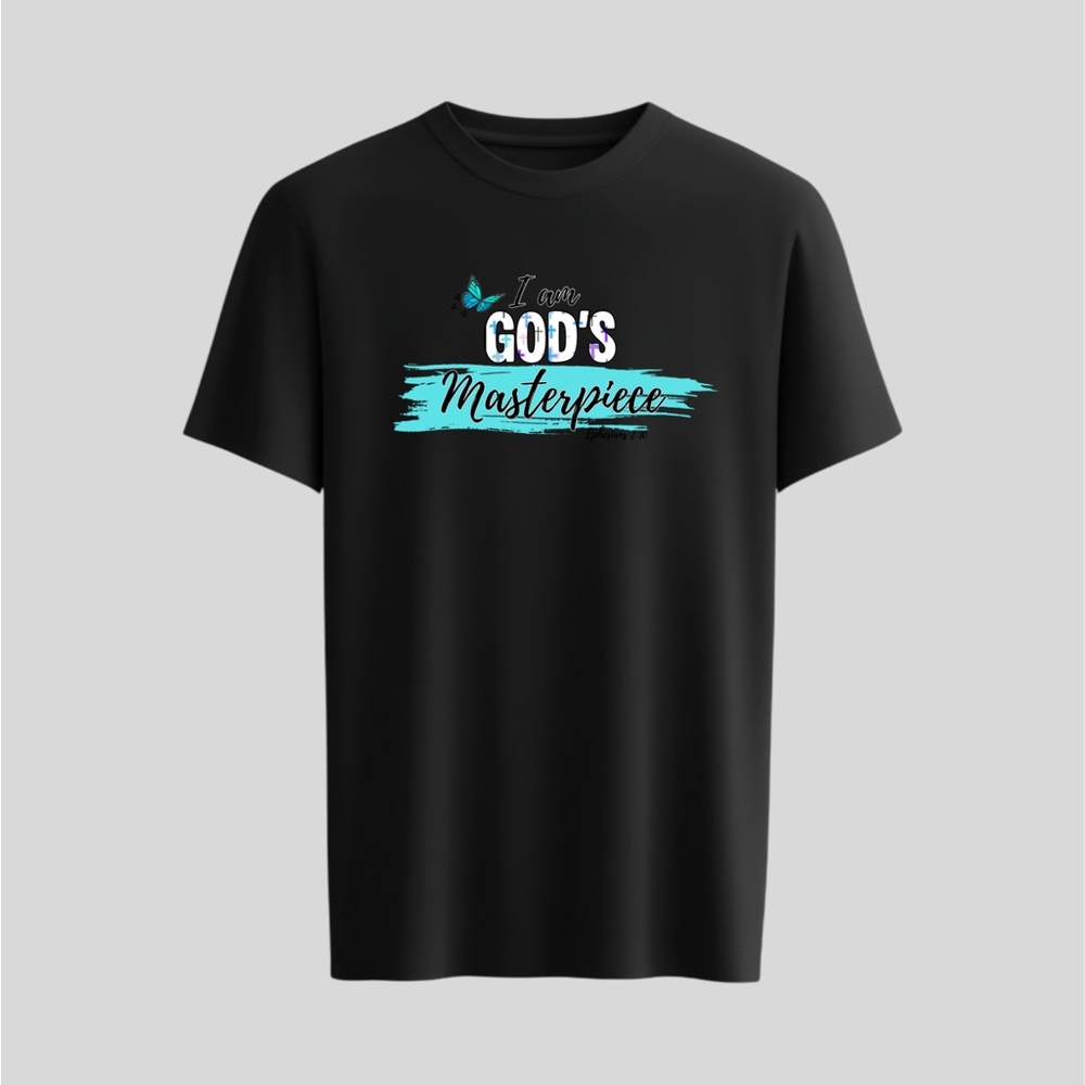 Inspirational Black Tee with Blue Accents